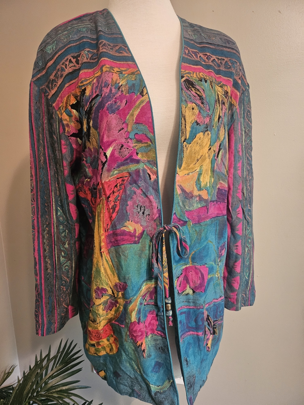 Vintage Casual Corner Multicolor Tie Up Lightweight Blazer